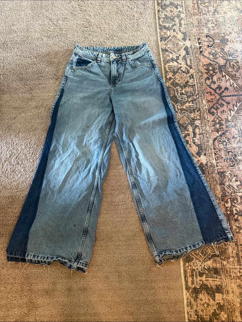 H&M Two-Tone Blue Wide Leg Jeans